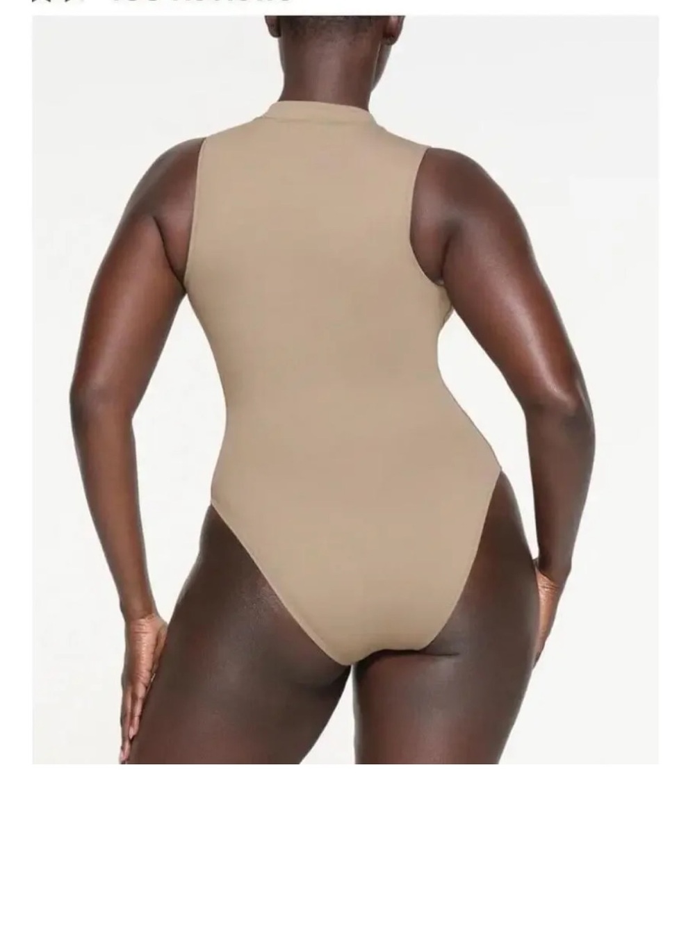 SKIMS Sleeveless Front-Zip Bathingsuit in color Desert - Picture 2 of 11